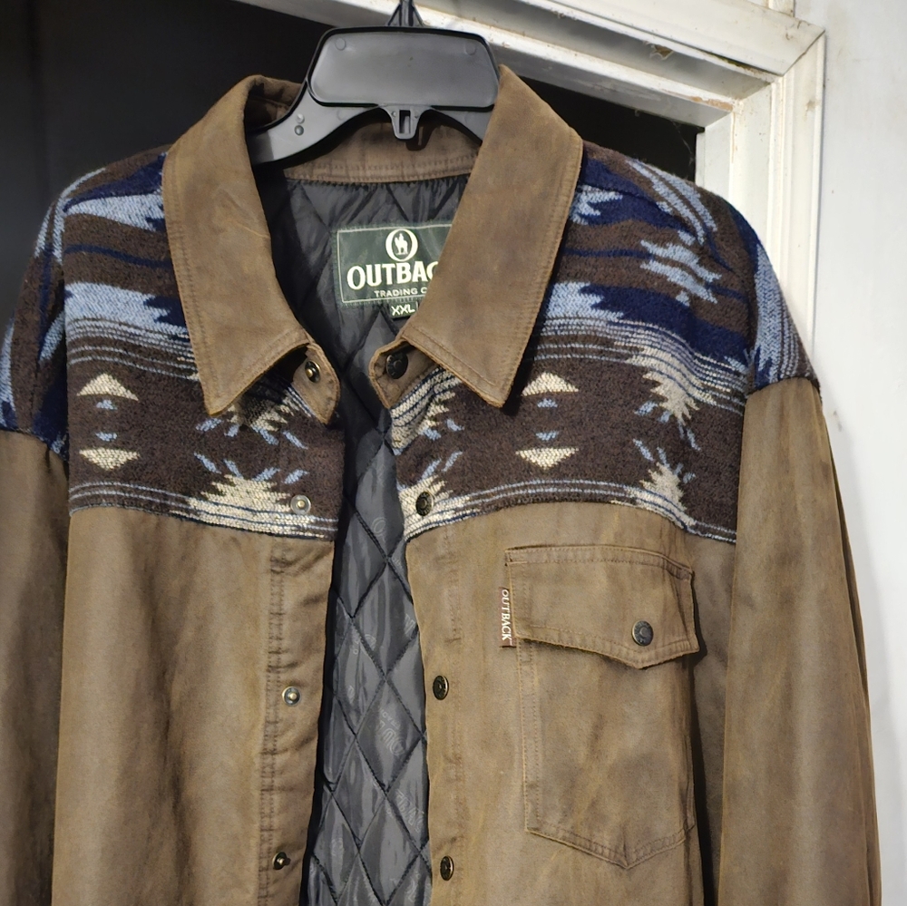 Outback Trading Co. Brown and Blue Lightweight Jacket